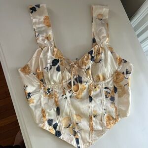 Floral Cream and Yellow Women's Top